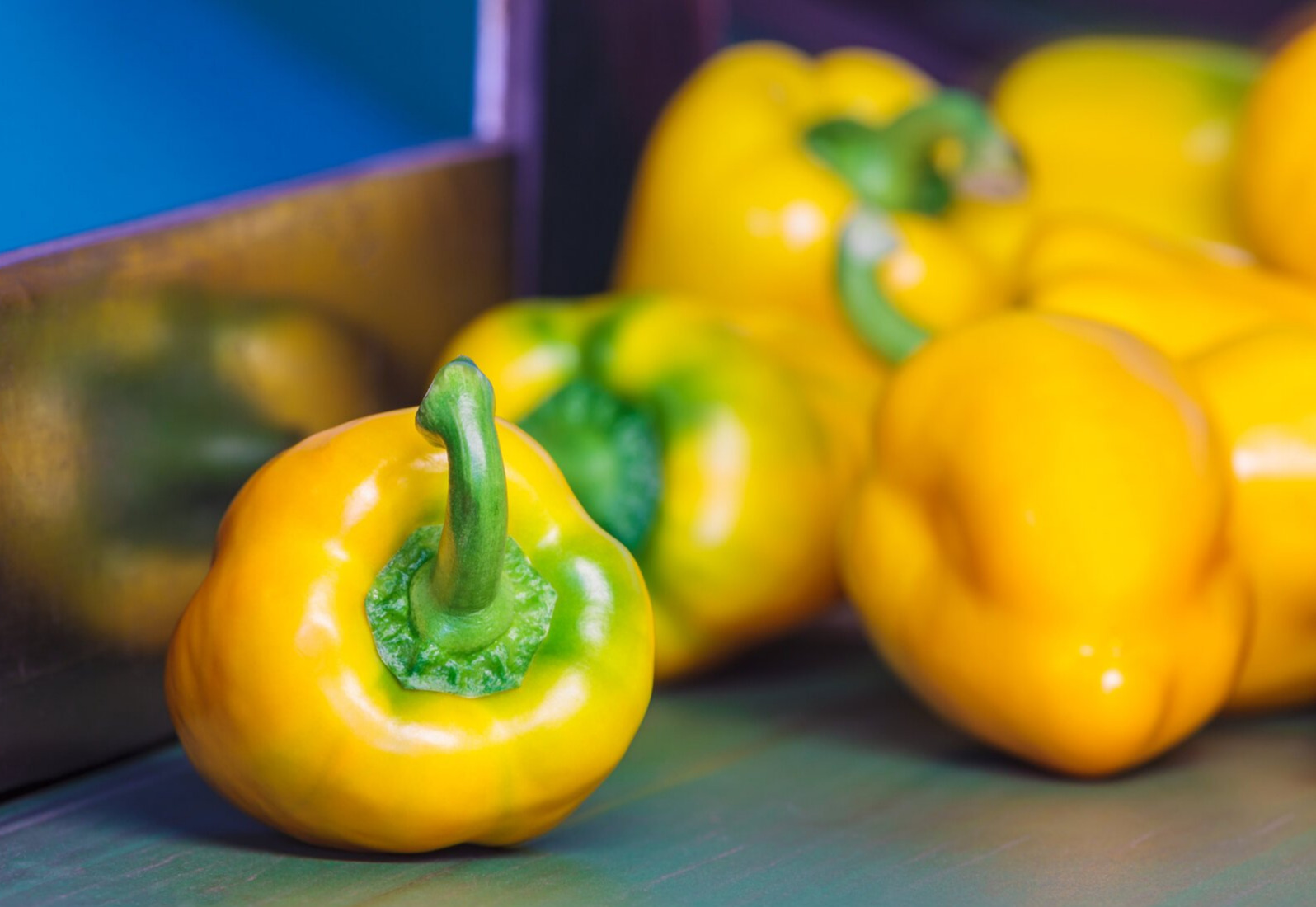 Yellow peppers on conveyor-1